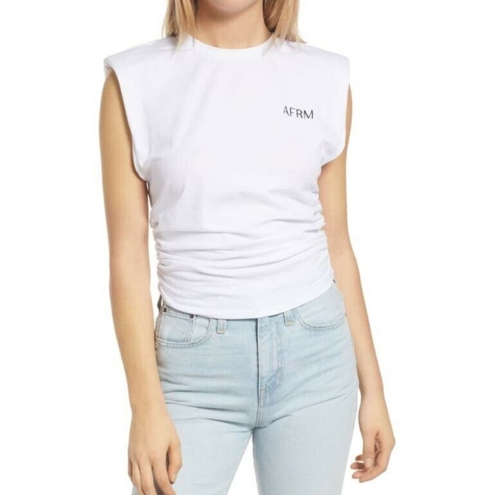 Afrm Billie Side Ruched Crop Tank